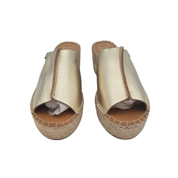 Toni Pons Ivonne Espadrille Platform Wedge Slide Sandals Platinum Gold EU 39/8.5 - Picture 3 of 9